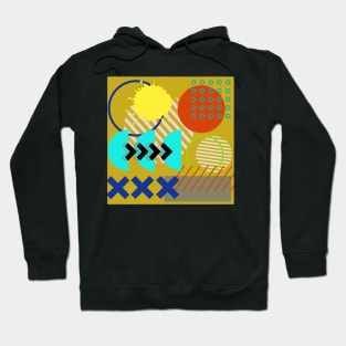 Modern Geometric Pattern Bright Persimmon Turquoise Retro Doodle Style Hoodie